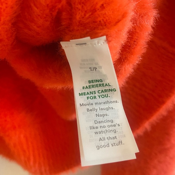 Aerie 🧡❤️🧡 Flurry Crewneck Sweater Pullover Small Red/Orange RARE - Picture 9 of 15